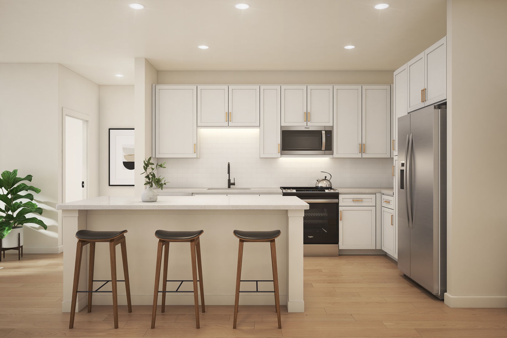 Modern cabinetry and abudant counter space